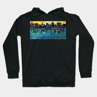 City Port Sunset - Acrylic on Canvas Hoodie